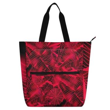 Imagem de GAIGEO Bolsa feminina com teia de aranha vermelha, brilhante, para trabalho, faculdade, escola, bolsa de tecido, presente para amantes de livros