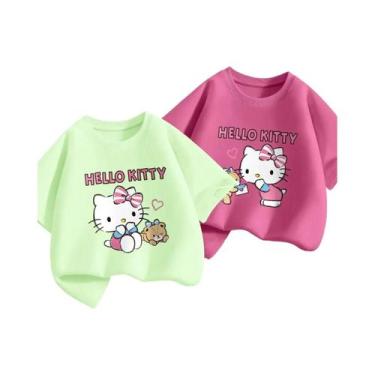 Imagem de Camisetas De Algodão 100% Para Meninas Bebês Com Estampa Da Hello Kitt