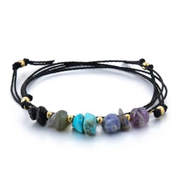 Imagem de Pulseira trançada de 12 zodíacos de cascalho natural, joias de pedra patrona, presente de aniversário para festivais, One Size Fits Most, Pedra preciosa, pedras preciosas