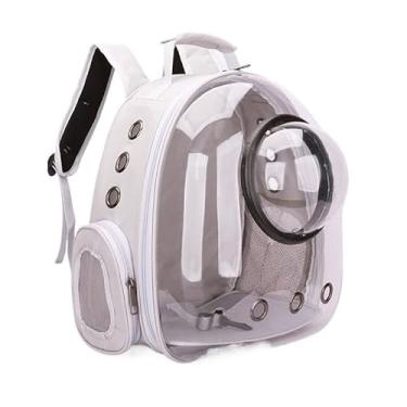 Imagem de Mochila Bolsa para Pet Transparente Visão Panorâmica para Gato Ou Cachorro Confortável e Pratica (Cinza)