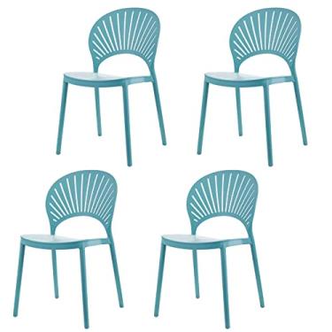 Imagem de TRGCJGH Cadeira de sala de jantar com encosto curvo, cadeira de sala de jantar bistrô sem braços, cadeira de sala de jantar moderna de plástico com encosto curvo, plástico premium, multicolorido