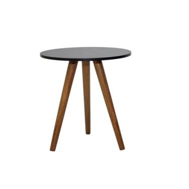 Imagem de Mesinha de Apoio Pequena e Moderna 35x45cm - Mesa Lateral para Sofá ou Canto com Tampo MDF e Pés de Madeira Rústica(PRETO)