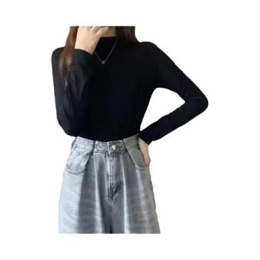 Imagem de Camiseta Feminina De Manga Longa Com Gola Alta Slim Fit Para Outono In