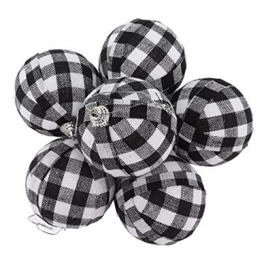 Imagem de Acouto Preto e Enfeites 6 Pcs 70mm 2.76 Polegada Enfeites Bolas de Decoração de Árvore Bolas de Decoração de Ano Ornamento - Acentos de Decoração de Casa (Xadrez Preto e Branco)