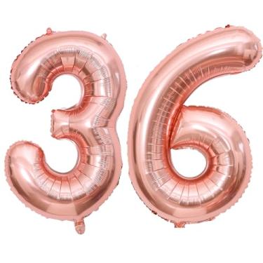 Imagem de Balões de 101 cm, 36 números, ouro rosa, número 36, autovedantes para decorações de festa de aniversário e decoração de aniversário (ouro rosa 36)