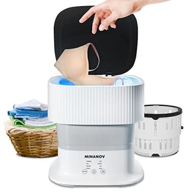 Imagem de Minanov Mini máquina de lavar portátil – máquina de lavar dobrável/dobrável com 3 modos de limpeza para roupas de bebê, meias, roupas íntimas – Mini lavadora portátil para dormitório, acampamento