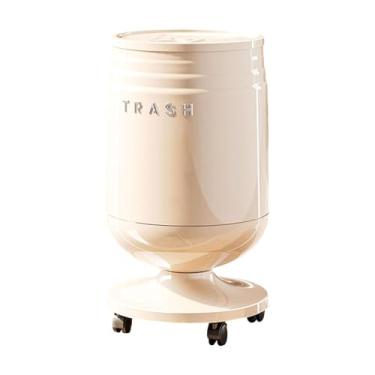 Imagem de Baoblaze Lixeira com Rodas, Recipiente para Lixo com Tampa Basculante, Lixeira Portátil Moderna, Branco, M