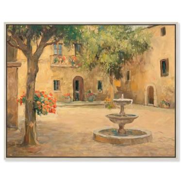 Imagem de Art Remedy Impressões de arte vintage em tela de oásis histórico, moldura prateada, 51 x 40 cm