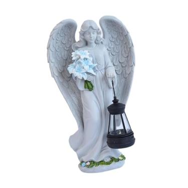 Imagem de Generic Estátua de anjo solar para jardim externo com luz, estatuetas de anjo decorativas e criativas em resina para decoração de gramados e quintais, de Pé