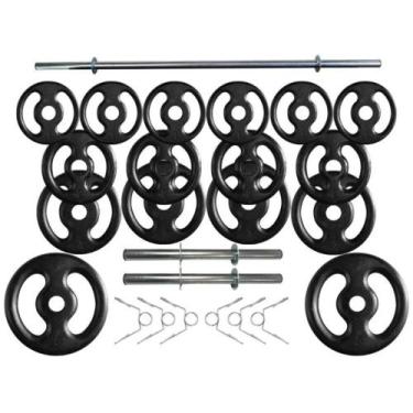Imagem de Kit Anilhas e Barras Musculação com Presilhas 36 Kg - BOX INGÁ
