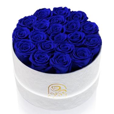 Imagem de Presentes para mulheres, caixa de flores de rosas preservadas, caixa de veludo de luxo com 20 rosas, flores preservadas, presente romântico para ela, esposa, namorada, aniversário de aniversário de