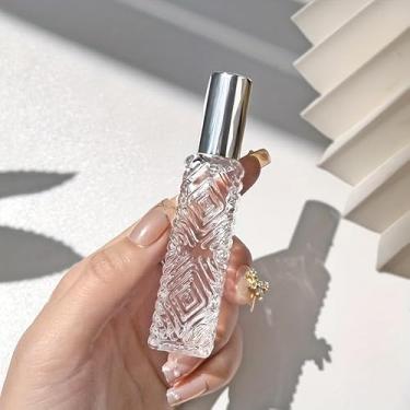 Imagem de Frasco de vidro recarregável de perfume, 4 peças, 12 ml, com bico de alumínio, padrão de diamante, atomizador portátil de viagem para bolsa de bolso, Prata, 0.4 Ounces