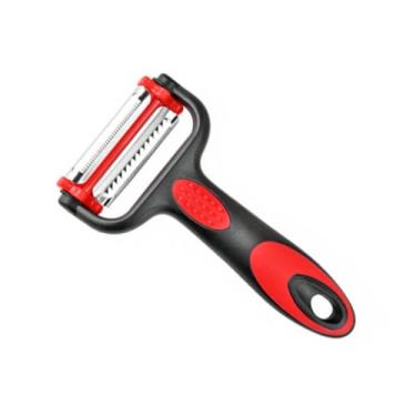 Imagem de Descascador Manual 3 em 1 para Legumes e Frutas - Multifuncional com 3 Lâminas de Aço Inox Rápido e Fácil de Usar e Limpar (PRETO)