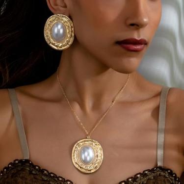 Imagem de Gargantilha feminina com contas de pérola – joia de pérola em camadas ajustáveis, acessório de casamento e formatura com corrente de ouro ou prata, Medium, Latão, Sem Pedra Preciosa