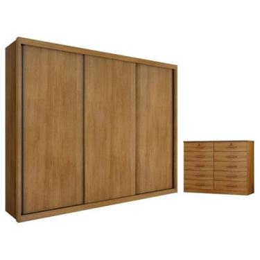 Imagem de Guarda Roupa Casal Palazzo e Gaveteiro Milão com Chave Cumaru 23 - Nov
