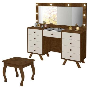 Imagem de Penteadeira Camarim Mila com Banqueta Malbec Off White - Luapa Móveis