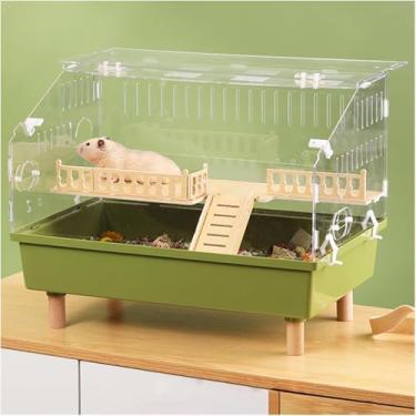 Imagem de Gaiola De Hamster Compacta Em Acrílico, Gaiola De Hamster De Camadas Duplas, Habitat Ventilado Multi-nível Com Topo Transparente Interativo, Com Roda De Exercício E Acessórios, Clear, A
