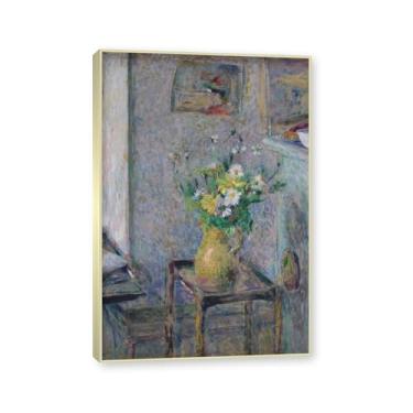 Imagem de Moldura de champanhe. Arte em tela floral country, pintura botânica vintage de natureza morta, decoração de parede de cozinha de fazenda emoldurada para sala de jantar. C35. 30x42cm-11,8x16,5 pol.