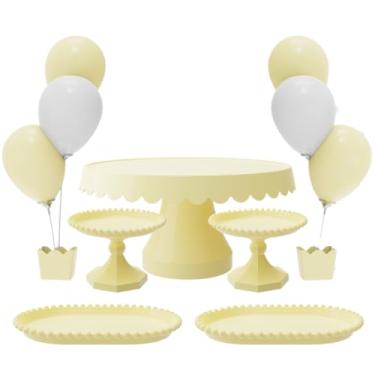 Imagem de Kit com 1 Boleira Plus, 2 Mini Boleira Pérola, 2 Bandeja Pérola e 2 Suporte p/Balões c/ 3 Hastes(AMC - AMARELA CANDY)