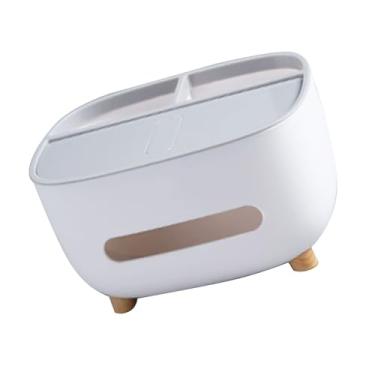 Imagem de SUNGOOYUE Suporte para Caixa de Tecido, Organizador de Tecido para Casa Com Compartimento de Armazenamento para Teclas Remotas de Telefone Mesa Sala de Estar (Cinza)