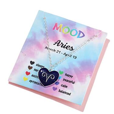 Imagem de Colar com pingente de 12 signos do zodíaco, amor e coração, mudança de cor, temperatura, sensor de emoção, humor para mulheres, astrologia, horóscopo, amizade, aniversário, joias, esmaltado, Esmalte