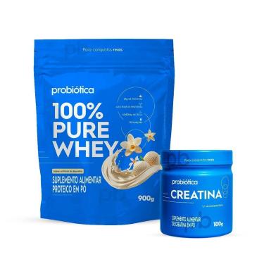 Imagem de Combo Whey Pure 900g Refil e Creatina 100g Probiótica Original-Unissex