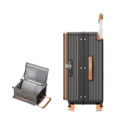 Imagem de Tourister Bagagem giratória espessada de grande capacidade: caixa ABS em bloco colorido com camada de bolso frontal de 20 a 28 polegadas(Gray and brown,20 inches)