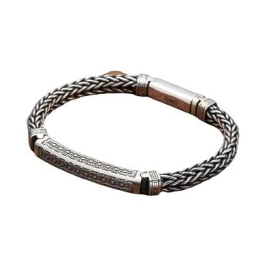 Imagem de Pulseira Masculina De Moda Retro Com Padrão De Segurança Em Prata, Joi