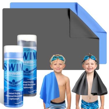 Imagem de SmoothNovelty Pacote com 2 toalhas de camurça de natação absorvente de água toalha de secagem rápida pano de camurça Shammy para natação, carro, secagem, mergulho, esportes aquáticos, praia, chuveiro