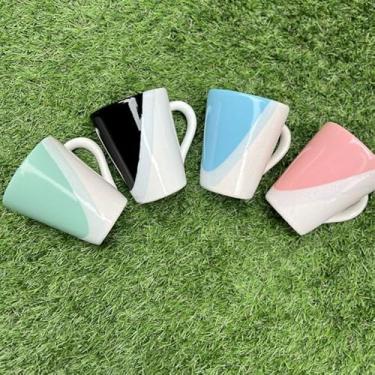 Imagem de Jogo de Canecas de Cerâmica Premium 300ml – Bicolor Esmaltada Sortidas, Ideal para Café, Chá, Cantinho do Café e Presente (Kit com 02 Canecas)