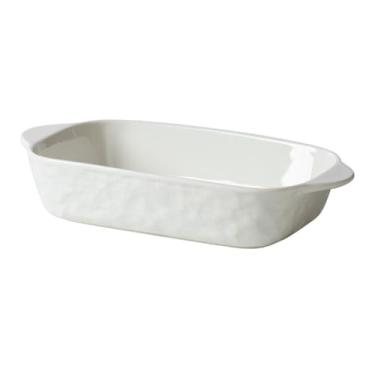 Imagem de Caçarola de cerâmica colorida sólida panela de cabo duplo uso doméstico forno seguro para micro-ondas assado arroz assado café da manhã cozinha (branco)