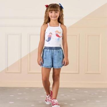 Imagem de Blusa Infantil Regata Canelada Estampada Sereias Mon Sucré-Feminino
