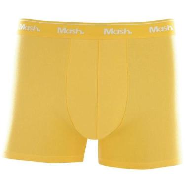 Imagem de Cueca Boxer Mash Masculina Cotton Algodão Elástico, Amarelo, M