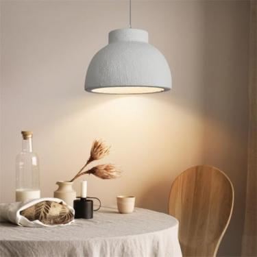 Imagem de Luminária pendente japonesa de resina, moderna e criativa, com soquete E27, com aparência de concreto e cimento, abajur ajustável, estilo nórdico, ideal para decoração de sala de jantar, res