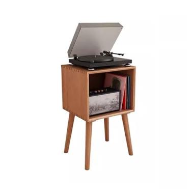 Imagem de KEG801302 Armário de disco de vinil doméstico de madeira, estante de livros, prateleiras de revistas