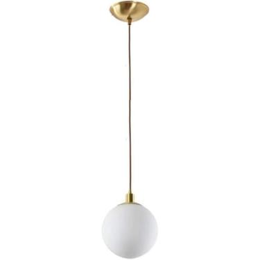 Imagem de Luminária pendente moderna com globo de vidro fosco para teto | Luminária de suspensão estilo industrial vintage | Lustre para loft, bar de café e sala de estar | Dourado (15 cm)