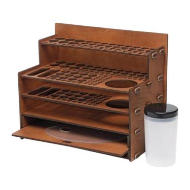 Imagem de Vaveren Suporte de madeira para pincéis e canetas, organizador ideal para pintura doméstica.