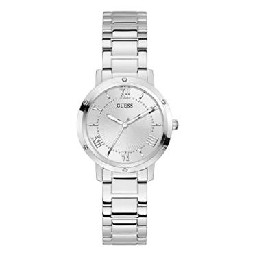 Imagem de GUESS Relógio feminino clássico de 34 mm, Prateado/prateado/azul, DAWN