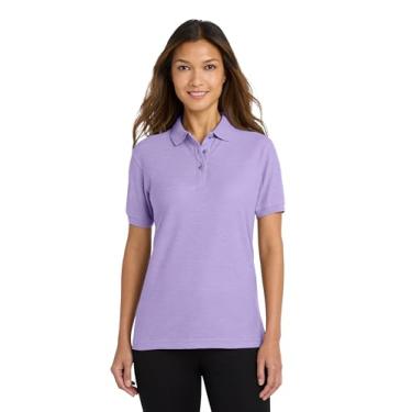 Imagem de Polo feminina com toque de seda Port Authority L500, Bright Lavender, Large