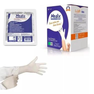 Imagem de Luva Cirúrgica Estéril de Látex com Pó, Branca, Caixa com 50 Pares (7.5)