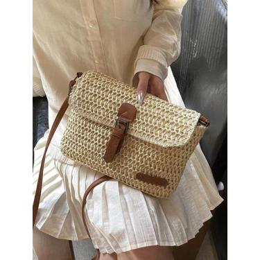 Imagem de Bolsa Transversal De Ombro Feminina De Palha Trançada Da Moda - Bolsa 