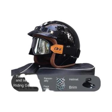 Imagem de Capacete De Motocicleta Vintage Certificado DOT 3/4 Jet Mask ORZ-058C,