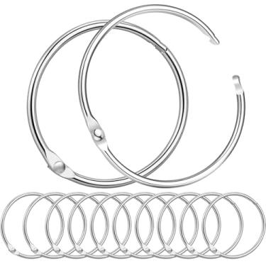 Imagem de Anéis de fichário, anéis de fichário de folhas soltas de 5 cm com metal niquelado para fichas, ideais para escola, casa ou escritório (pacote com 12, prata)
