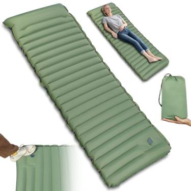 Imagem de 188 * 70 * 10 cm Conveniente Colchão Inflável Solteiro, Colchonete Camping de Ar Inflável Tipo Push, Colchao Inflavel, Colchão Inflável para Camping com Travesseiro, 40D Nylon TPU