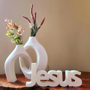 Imagem de Enfeite Vasos Abraço Letreiro Jesus – Enfeite de Mesa e Decoração para Sala, Elegante e Moderno