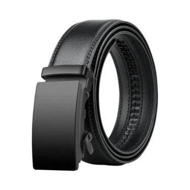 Imagem de Cinto De Couro PU Preto Com Fivela Automática Para Homens, Cintos De N