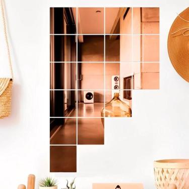 Imagem de Kit com 4 Espelhos Decorativos de Vidro Bronze 30x40cm Fita 3m Tek Bon