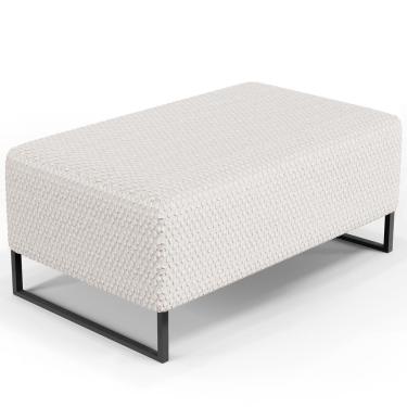 Imagem de Puff Decorativo Sala De Estar Cléo Base De Ferro Preto 90 cm W01 Bouclê Cru - Lyam