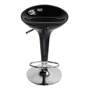 Imagem de Banqueta Bar Em Abs Base Aço Cromado Encosto Baixa Preta Kala