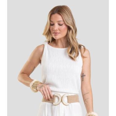 Imagem de Regata Feminina Texturizada Elegante Dianna Bege, G, Bege